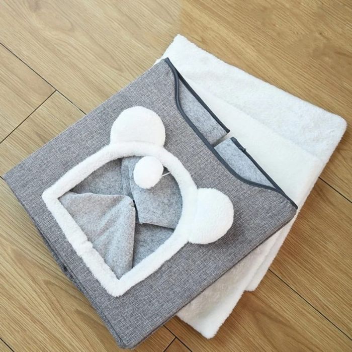 Cartoon Design Foldable Double Decker Pet Cat & Dog Stool House with Scratching Pad