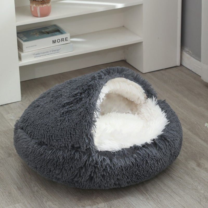 2 in1 Soft Plush Pet Bed House with Cover for Small Dogs & Cats