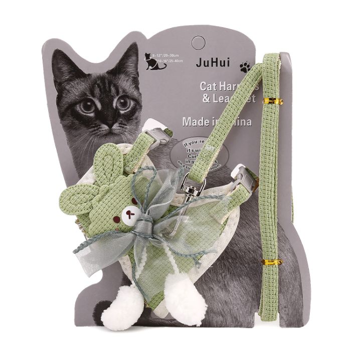 Bow Type Cartoon Design Pet Cat Adjustable Harness with Leash