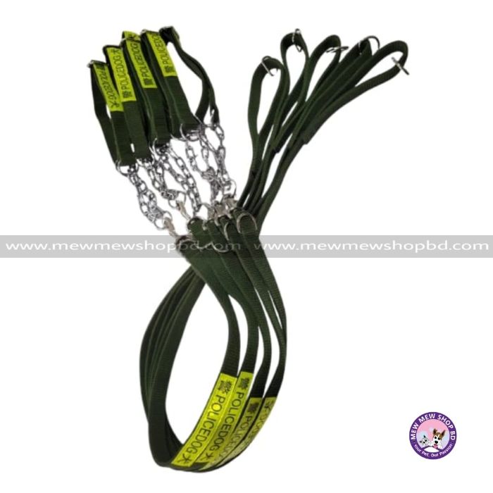 Police Dog Printed Adjustable Choke Collar with Leash for Puppy & Dog