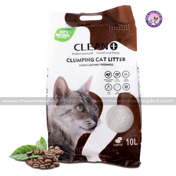Clean Plus Clumping litter for Cats (Coffee) 10L