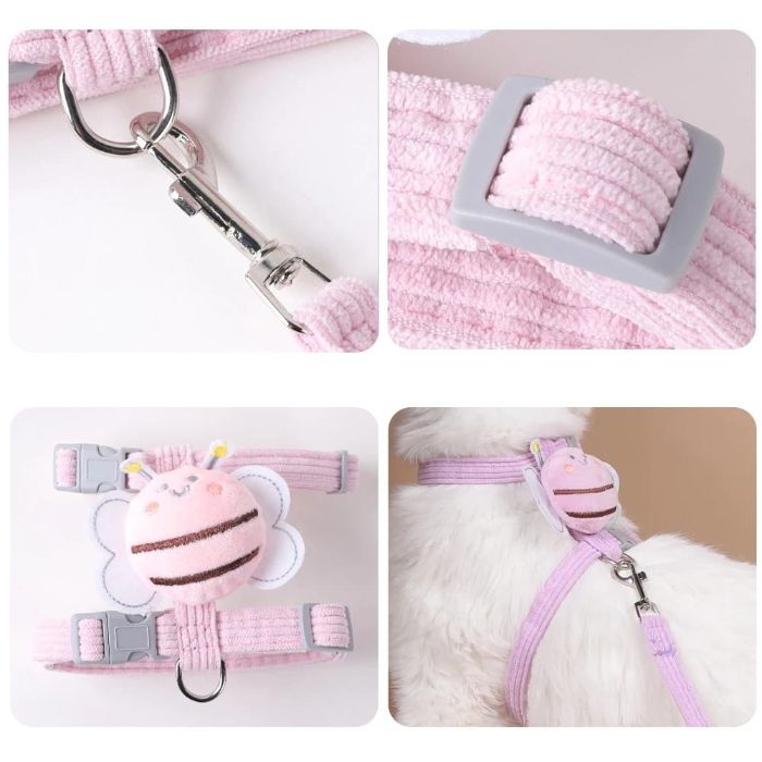 Bee Design Fashionable Adjustable Pet Cat Body Harness with Leash