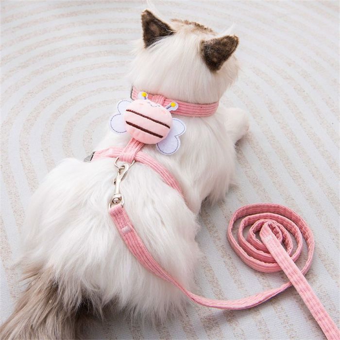 Bee Design Fashionable Adjustable Pet Cat Body Harness with Leash