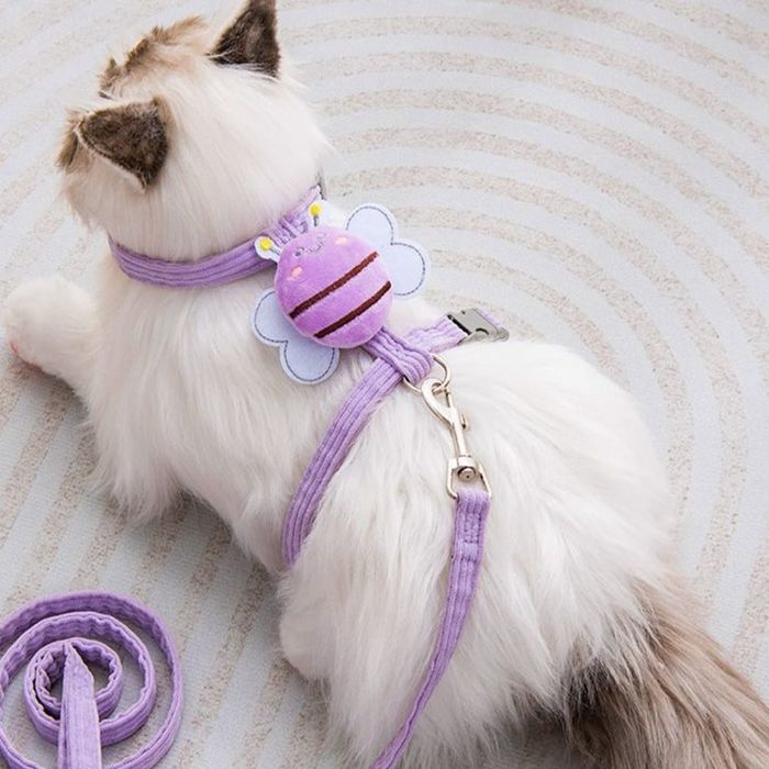 Bee Design Fashionable Adjustable Pet Cat Body Harness with Leash