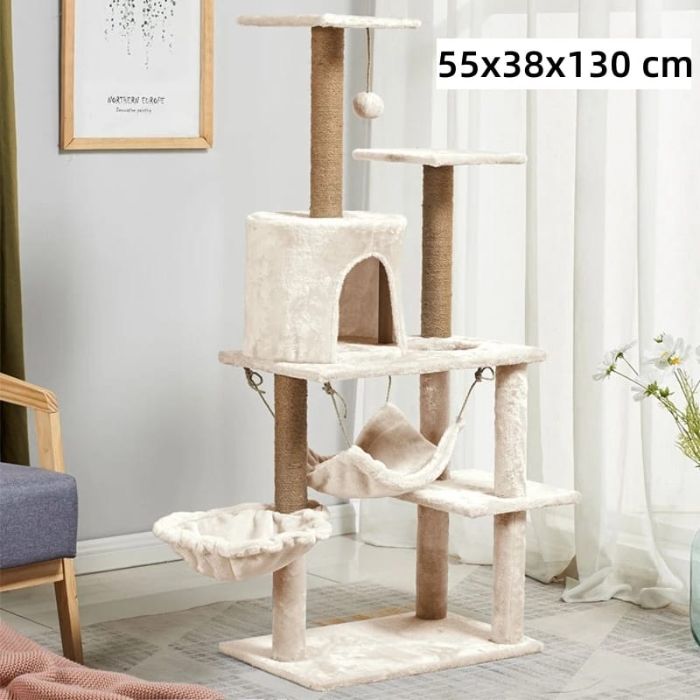 5 Step Cat Scratching Post/ Tree with Two Hammock for Pet Cat