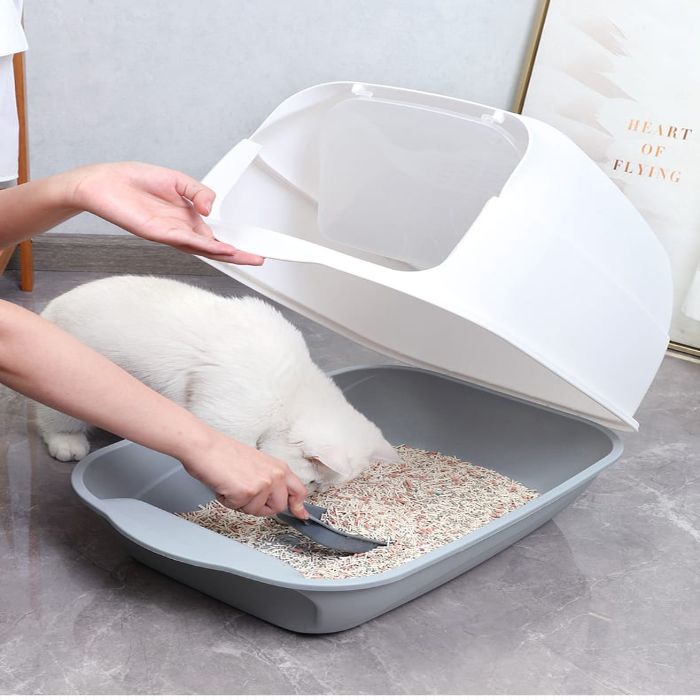 Twin System Detachable Closed Litter box with Scoop for Pet Cat (Inside Dhaka Only)