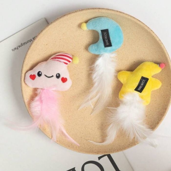 Handmade Wooden Cartoon Design Pet Cat Teaser Toy