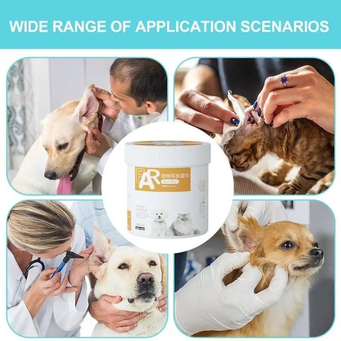 Pet Ear Wipes to Wipe Ears for Dogs & Cats Ear Cleaning (130 pcs)