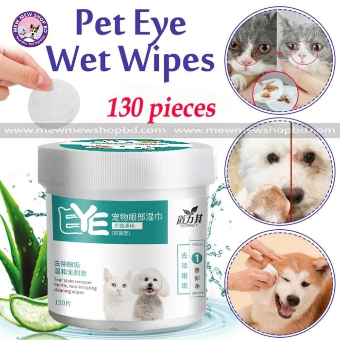 Pet Eye Wipes to wipe Eyes  for Dogs & Cats Eye & Tearstain Cleaning  (130 Pcs)