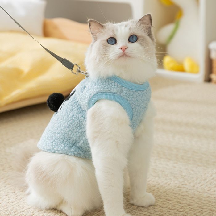 Animal Cartoon Design Pet Cat & Puppy Sleeveless Sweater / Dress with Traction Buckle for Winter ( No Exchange )