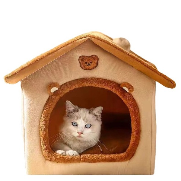 Tent shape Enclosed Warm House Plush Sleeping Bed for Pet Cat