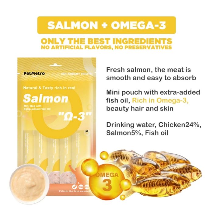 Pet Metro Creamy Treat Samlon & Omega 3 (15gX 5)