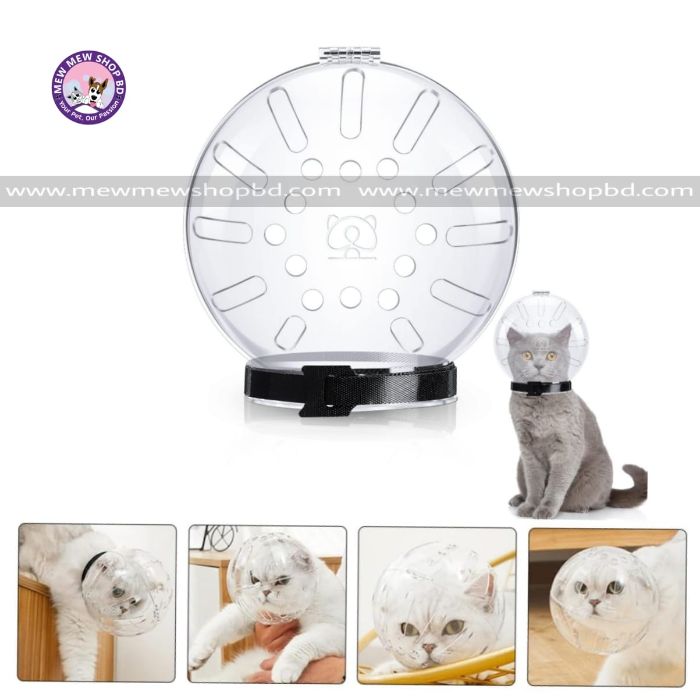 Premium Pet Cat Round Breathable Helmet Protective Cats Prevent Biting Transparent Head Shield for Grooming
