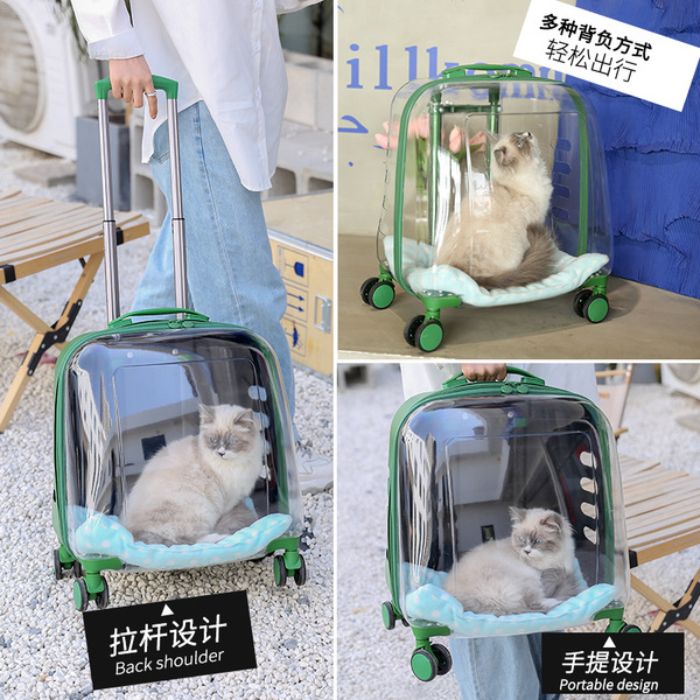 Cat travel Trolley Cage Space Capsule Transparent Portable Large Capacity Bag for Pet Cat & Puppy  (Inside Dhaka only)