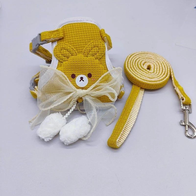 Bow Type Cartoon Design Pet Cat Adjustable Harness with Leash