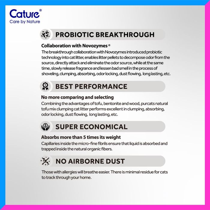 Cature Natural Mix Clumping Cat Litter Tofu, Bentonite and Wood 14L/5.6 kg