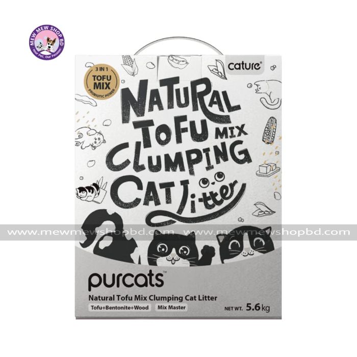 Cature Natural Mix Clumping Cat Litter Tofu, Bentonite and Wood 14L/5.6 kg