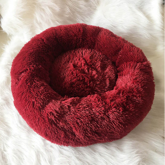 Round Plush Pet Bed House Super Premium Soft and Warm For Pets