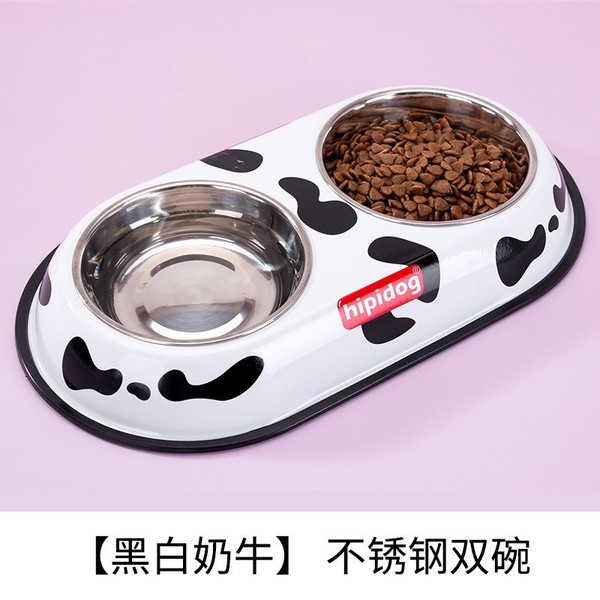 Printed Stainless Steel Double Sided Food & Water Bowl for Pet Cat , Puppy & Dog