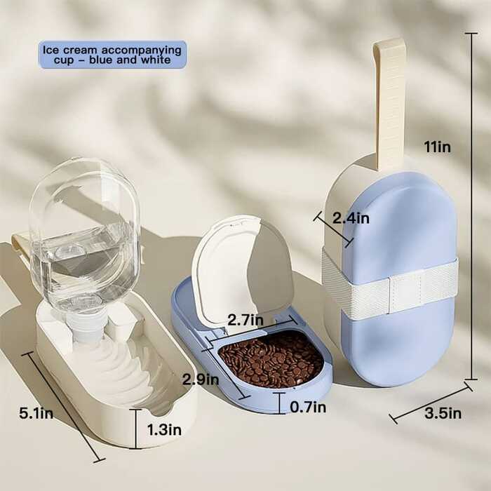 2 in 1 Portable Pet Water Bottle and Food Container Leak Proof Dispenser for Cats and Dogs