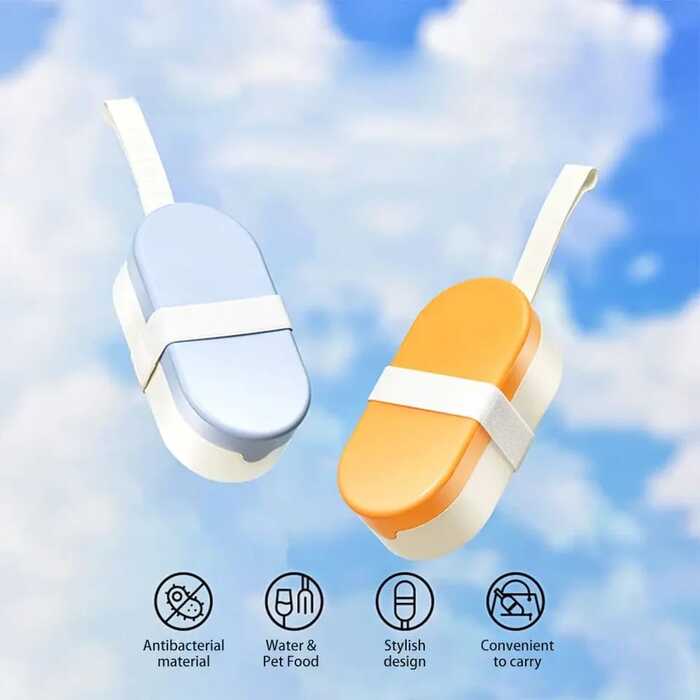 2 in 1 Portable Pet Water Bottle and Food Container Leak Proof Dispenser for Cats and Dogs