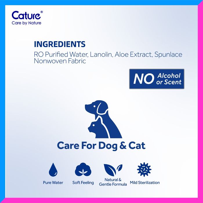 Cature Antibacterial Pet Wipes 80pcs