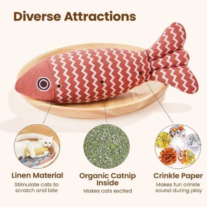 Colorful Catnip Fish Toy with bell Inside for Pet Cat-(1Pcs) 30cm