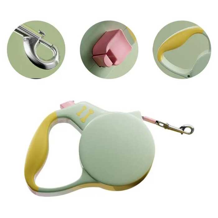 Colourful Automatic Retractable Nylon Leash with Break Button for Cats & Dogs