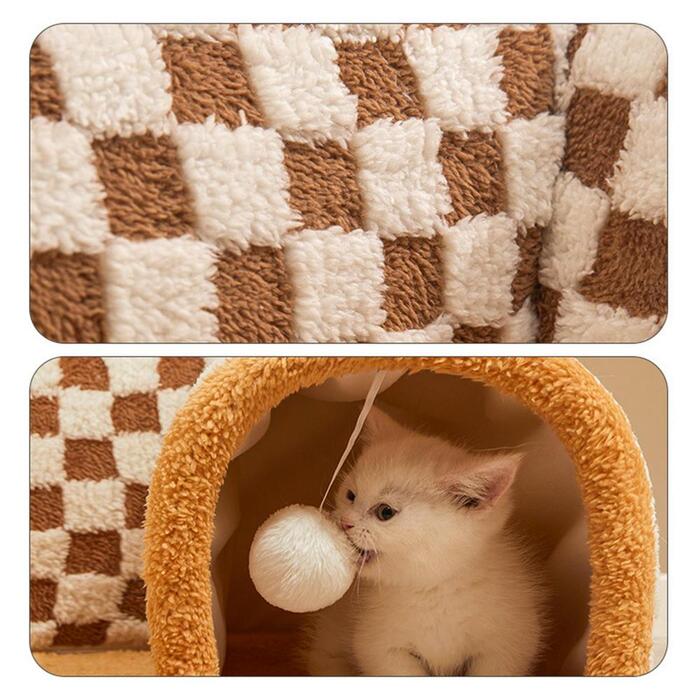 Creative Cat Tunnel with Winter Pet Bed Warm Cat Hole Toy Sleeping House Cat Tunnel