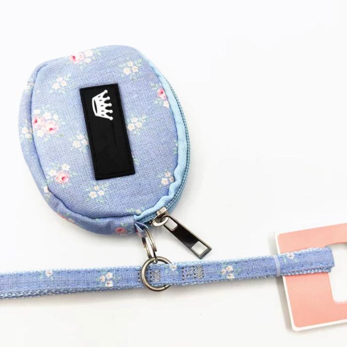 Floral Printed Premium Denim Fabric Harness with Leash for Pet Cat & Puppy