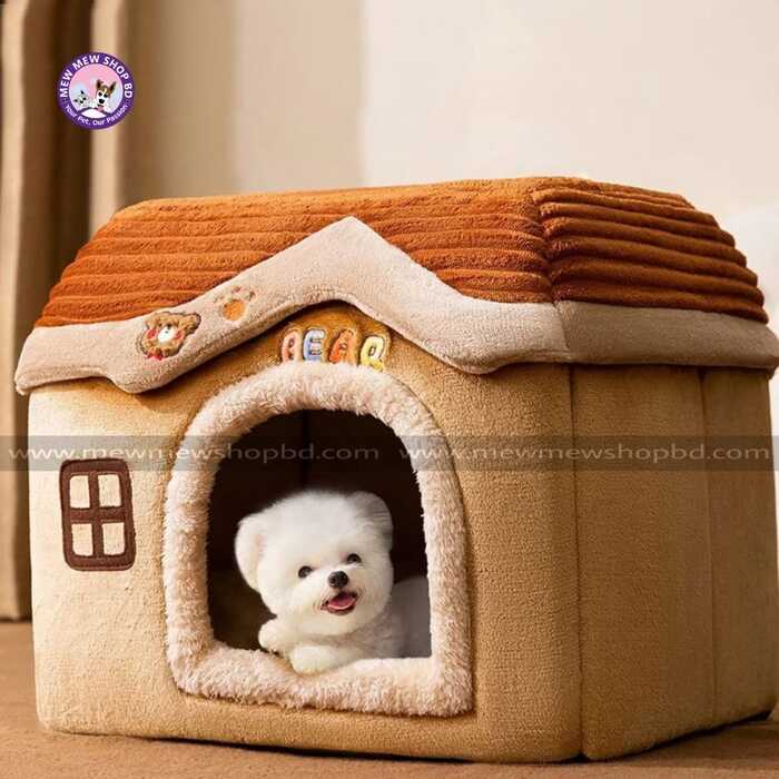 Super Premium Foldable Pet Cat & Puppy Bear Design House with Removable Cushion for All weather