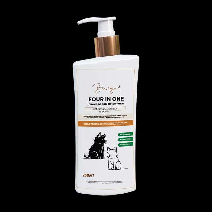 Bengal Four-in-One Pet Friendly Formula PH Bbalanced Shampoo (Shampoo + Conditioner + Detangle + Moisturizer) - 250ml