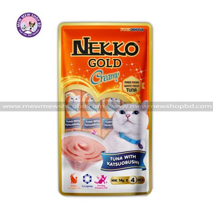 Nekko Gold Creamy Stick Cat Treat with Tuna & Katsuobushi 14g x 4pcs