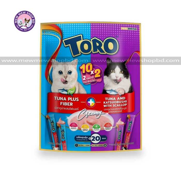 Toro Toro Cat Lick Creamy Treats Tuna with Fiber & Katsuobushi Scallop Flavor (15gx20pcs)