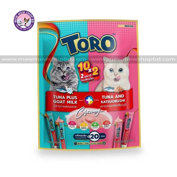 Toro Toro Cat Lick Creamy Treats Tuna with Goat Milk & Katsuobushi Flavor (15gx20pcs)