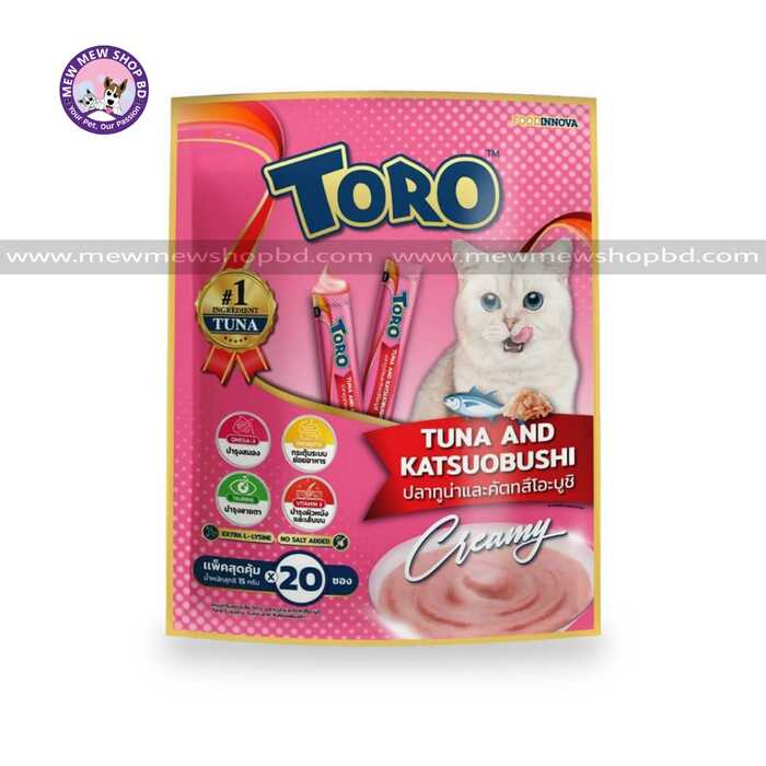 Toro Toro Cat Lick Creamy Treats Big Value Pack Tuna and Katsuobushi Flavor (15gx20pcs)