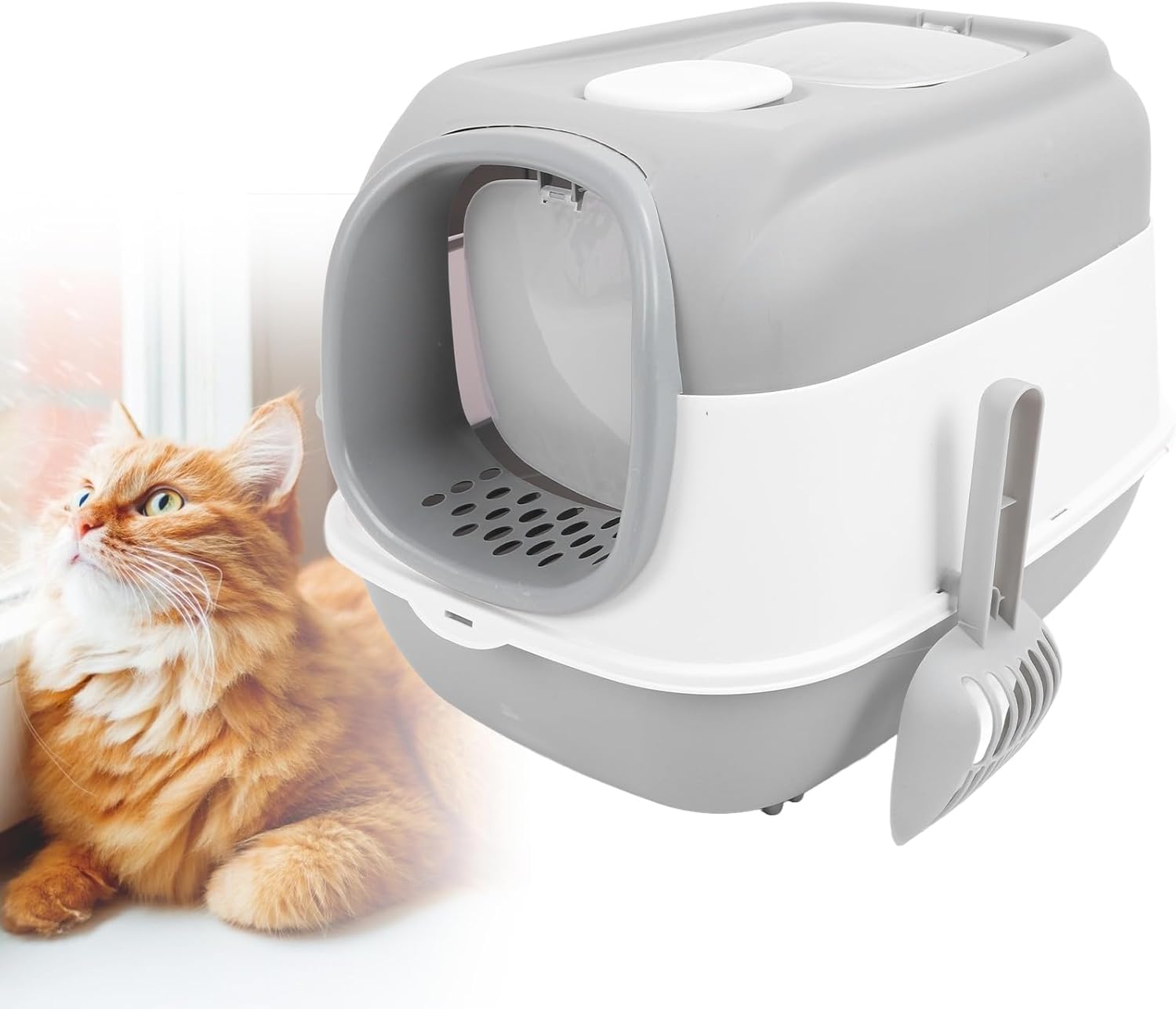 Multifunctional Super Premium Open Top Closed Litter Box with Scoop with Two Door (Inside Dhaka Only)