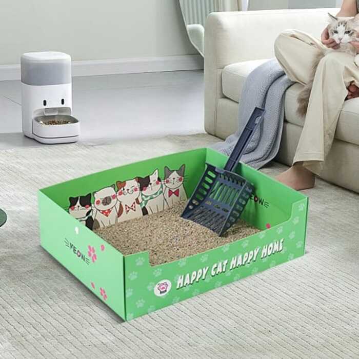 Disposable & Portable Folding Cat Litter Box for Pet Cat Indoor & Outdoor Use - MultiColour