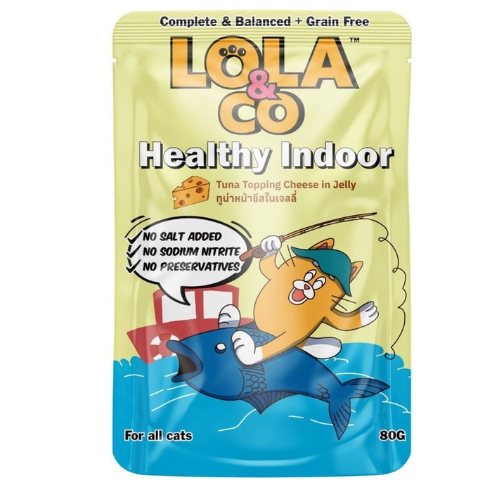 Lola & Co HEALTHY INDOOR Pouch Tuna Topping Cheese in Jelly for All Cats 80gm