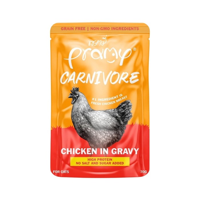 Pramy Carnivore Pouch Chicken in Gravy for All Cats 70gm