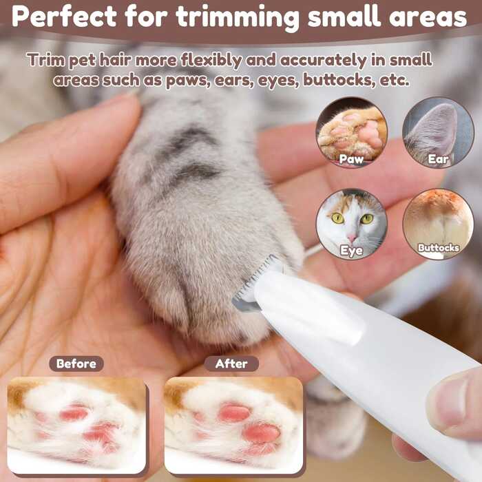 Premium Electric Pet Cat & Dog Paw Trimmer for Pedicure, Nose, Ear, Eye Fur cleaning with Light