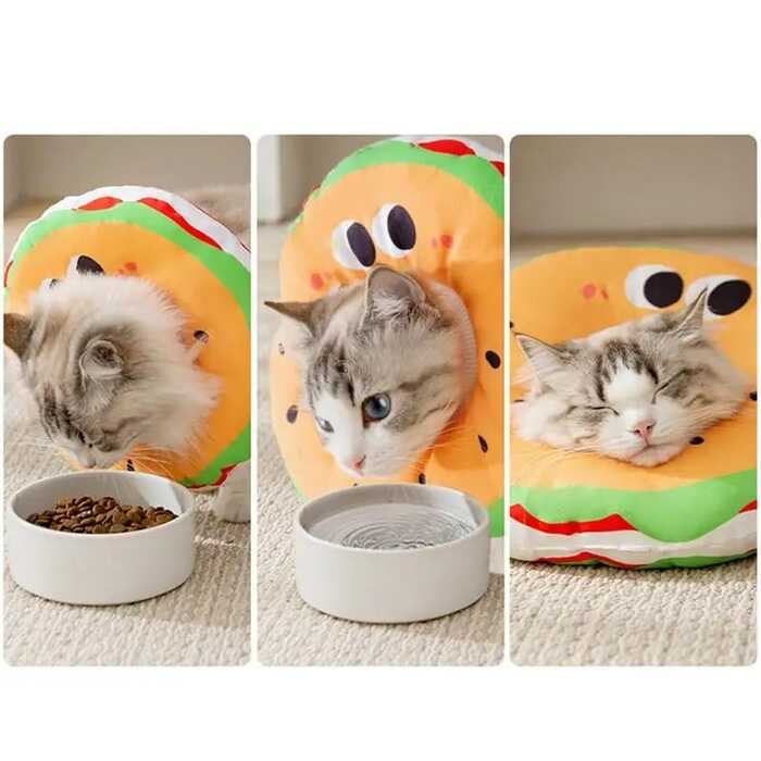 Hamburger Adjustable Elizabeth  Cat collar anti-licking protection Ecollar headgear For Pet Cat & Dog after sterilization