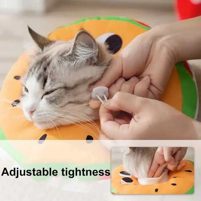 Hamburger Adjustable Elizabeth  Cat collar anti-licking protection Ecollar headgear For Pet Cat & Dog after sterilization