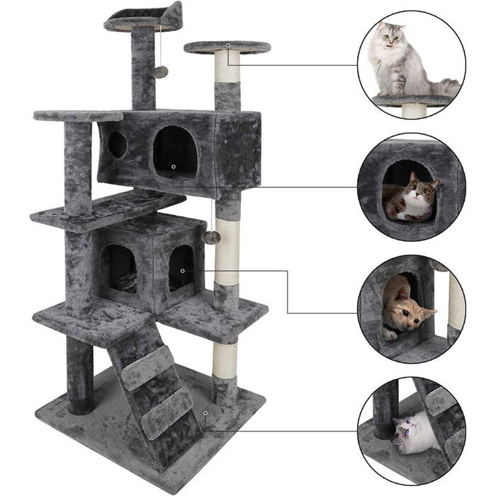 7Layer Cat Scratching Post with Multiple Cat House for Cat with Top Cat Ear Design