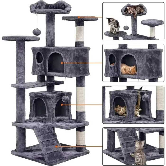 7Layer Cat Scratching Post with Multiple Cat House for Cat with Top Cat Ear Design