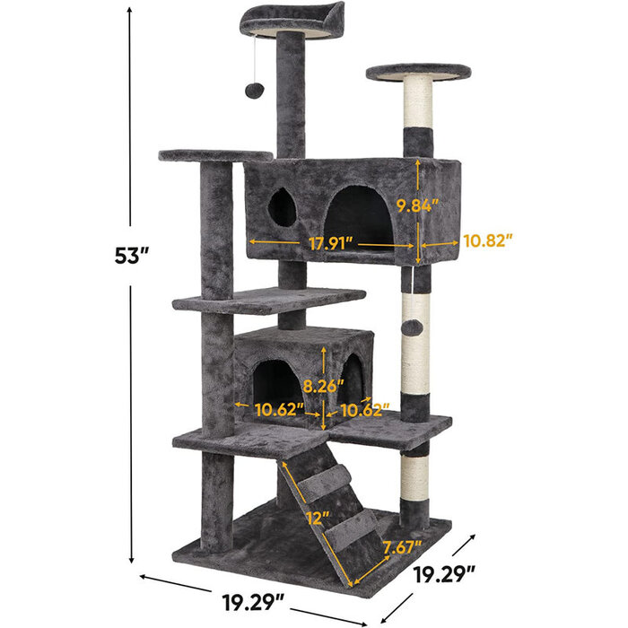 7Layer Cat Scratching Post with Multiple Cat House for Cat with Top Cat Ear Design