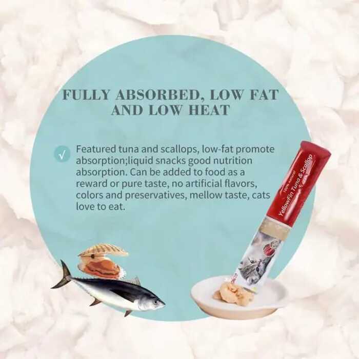 Boiline Yellowfin tuna scallop Liquid Snack for Cats 6 x 15g