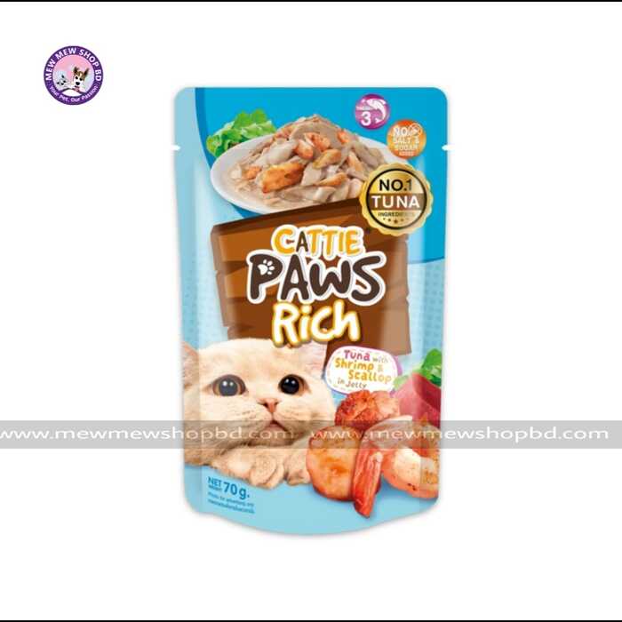 Cattie Paws Rich Tuna with Shrimp & Scallop in Jelly 70g