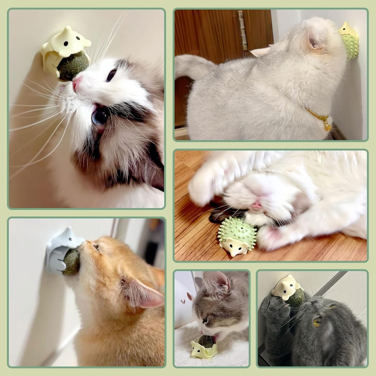 CAT SELF GROOMER with Hedgehog shaped catnip ball toy Licking & Scratching
