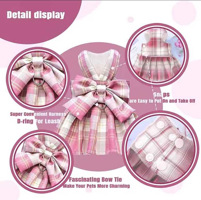 Extra Strong Pet Jk Plain Skirt Harness for Pet Cat & Puppy with Traction Belt for Walking  ( No Exchange)